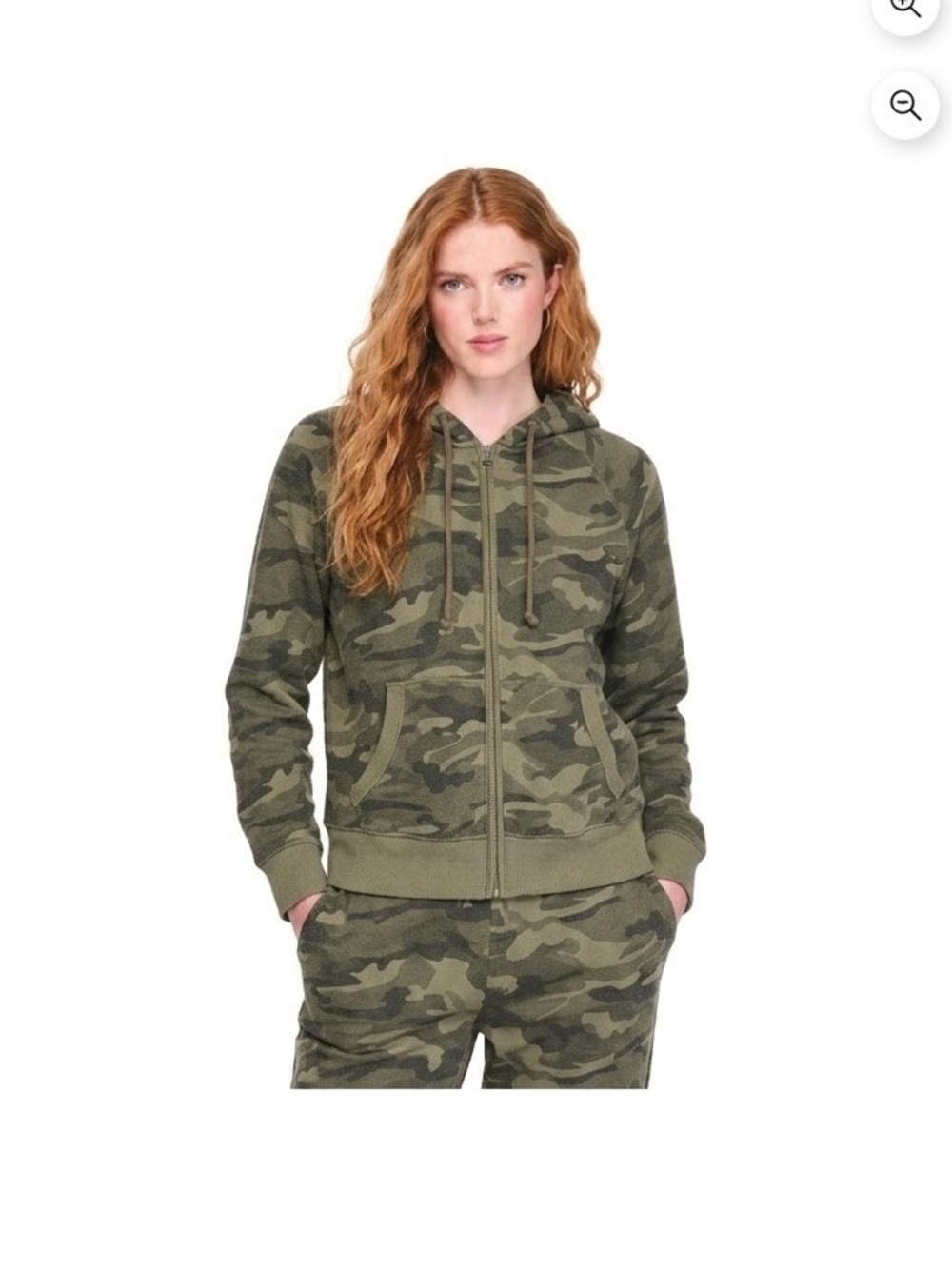 George Olive Camo Zip Hoodie - Green Camo Women's Sweatshirt